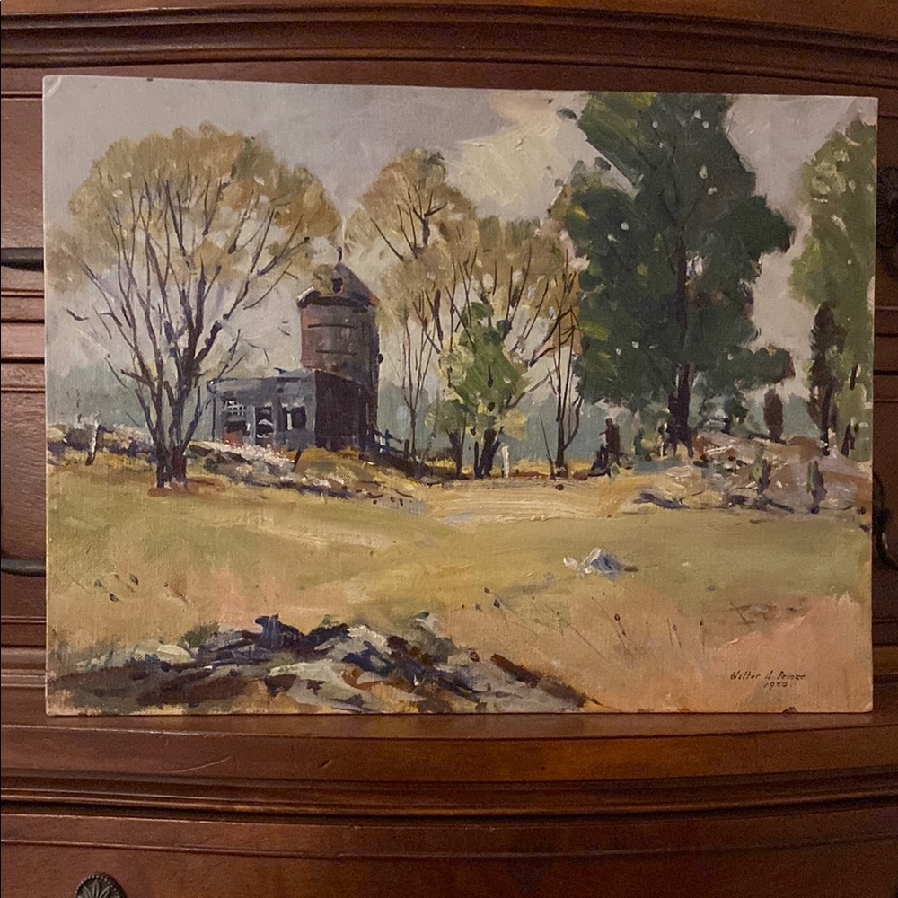 Deserted Farm in New England original oil painting on canvas panel Vintage 1950